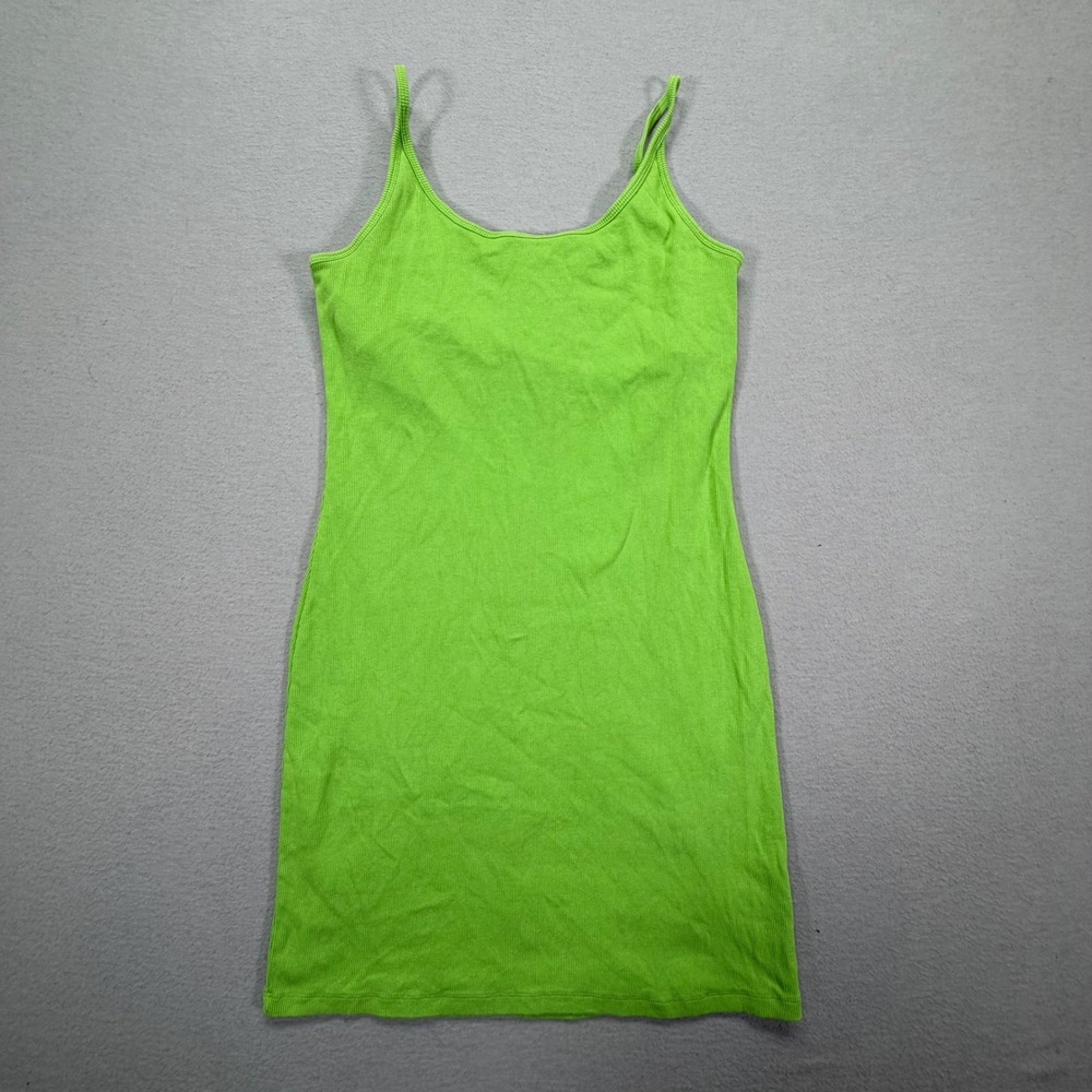 Old Navy Womens Dress Bodycon Lime Green Ribbed Spaghetti Strap Size L